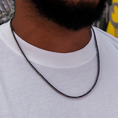 Diamond Tennis Chain in Black- 2mm