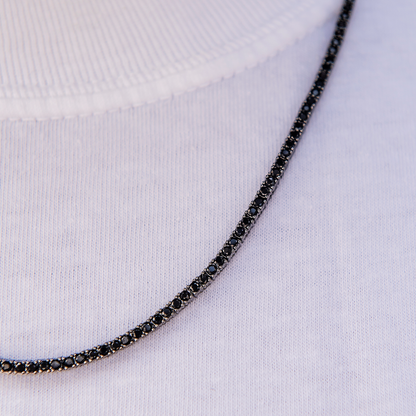 Diamond Tennis Chain in Black- 2mm