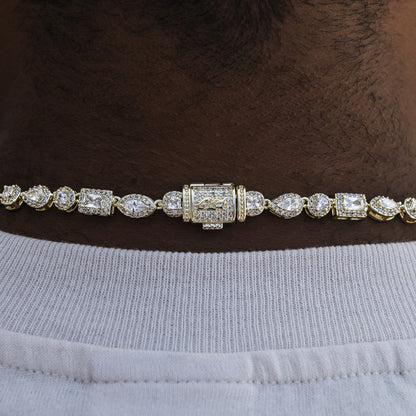 Mixed Diamond Pave Chain in Yellow Gold