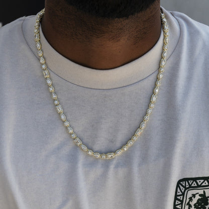 Mixed Diamond Pave Chain in Yellow Gold