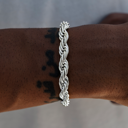 8MM Rope Chain Bracelet in White Gold