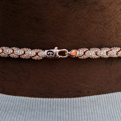 Diamond Pave Snake Link Chain in Rose Gold- 6mm