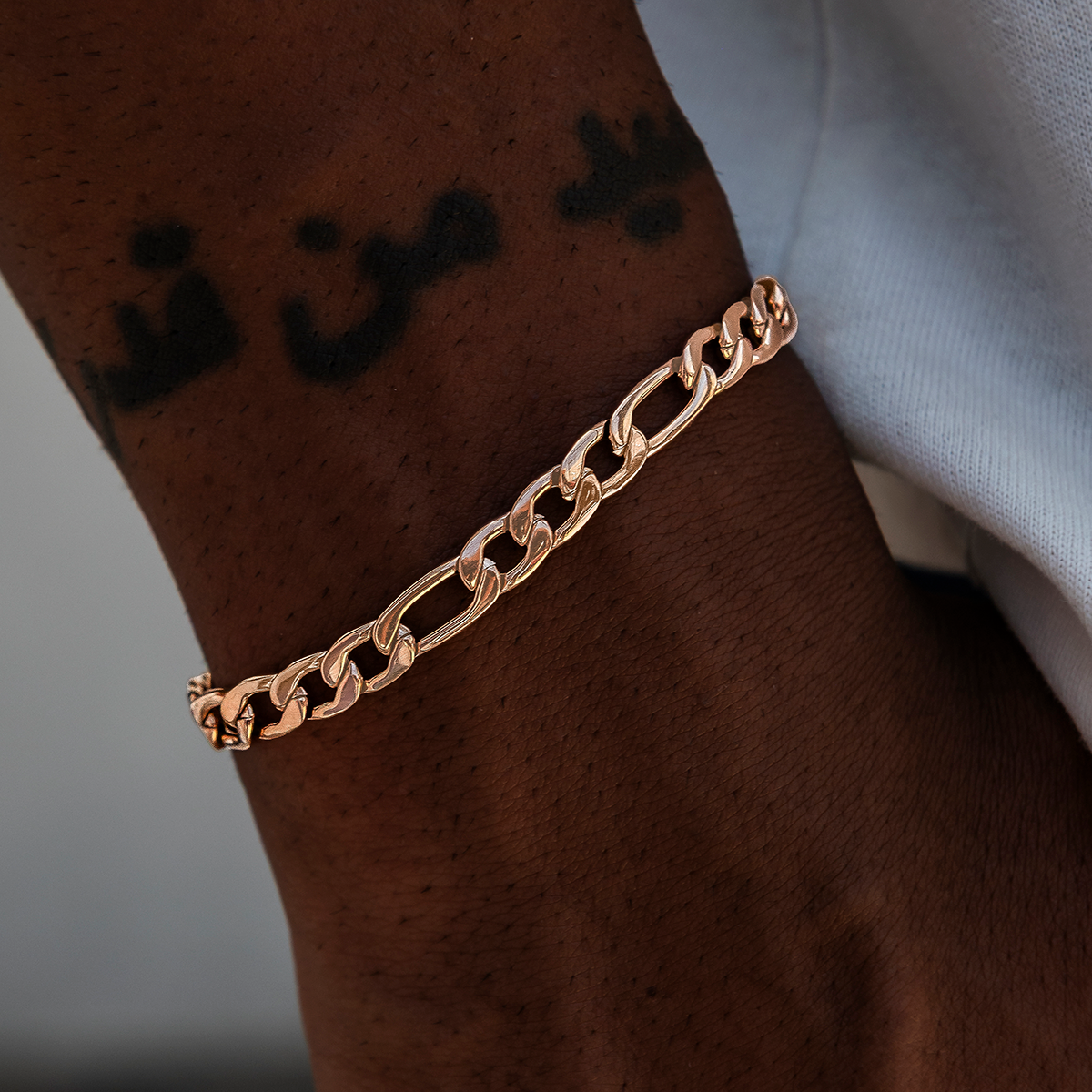 Figaro Bracelet in Rose Gold- 6mm