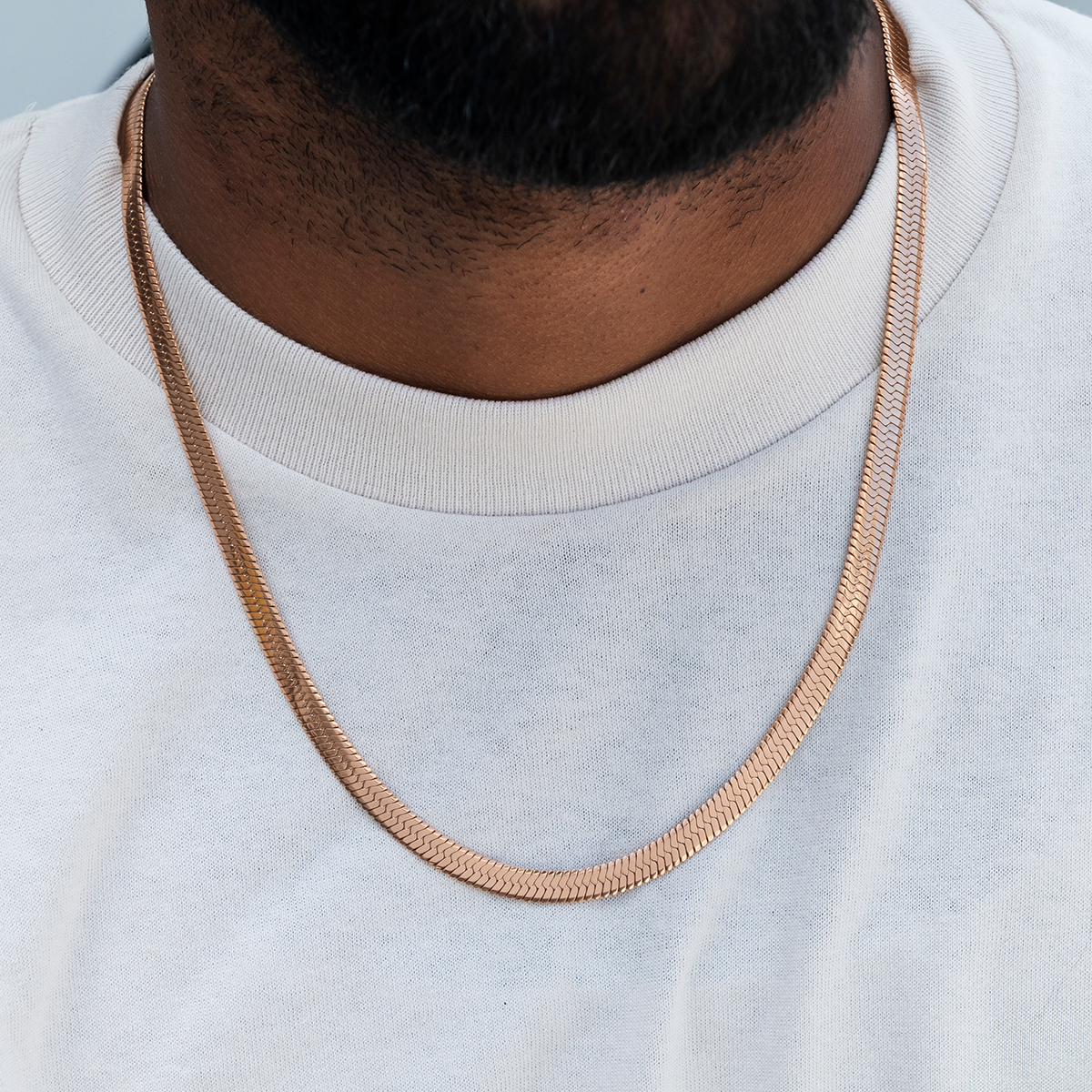 Herringbone Chain in Rose Gold- 6mm