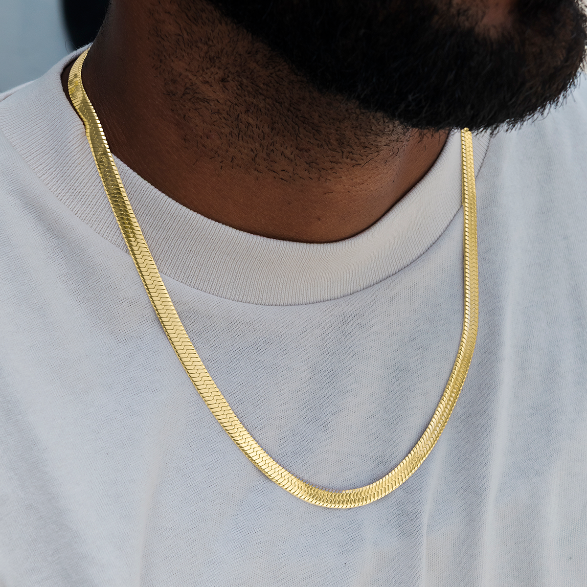 Herringbone Chain in Yellow Gold- 8mm