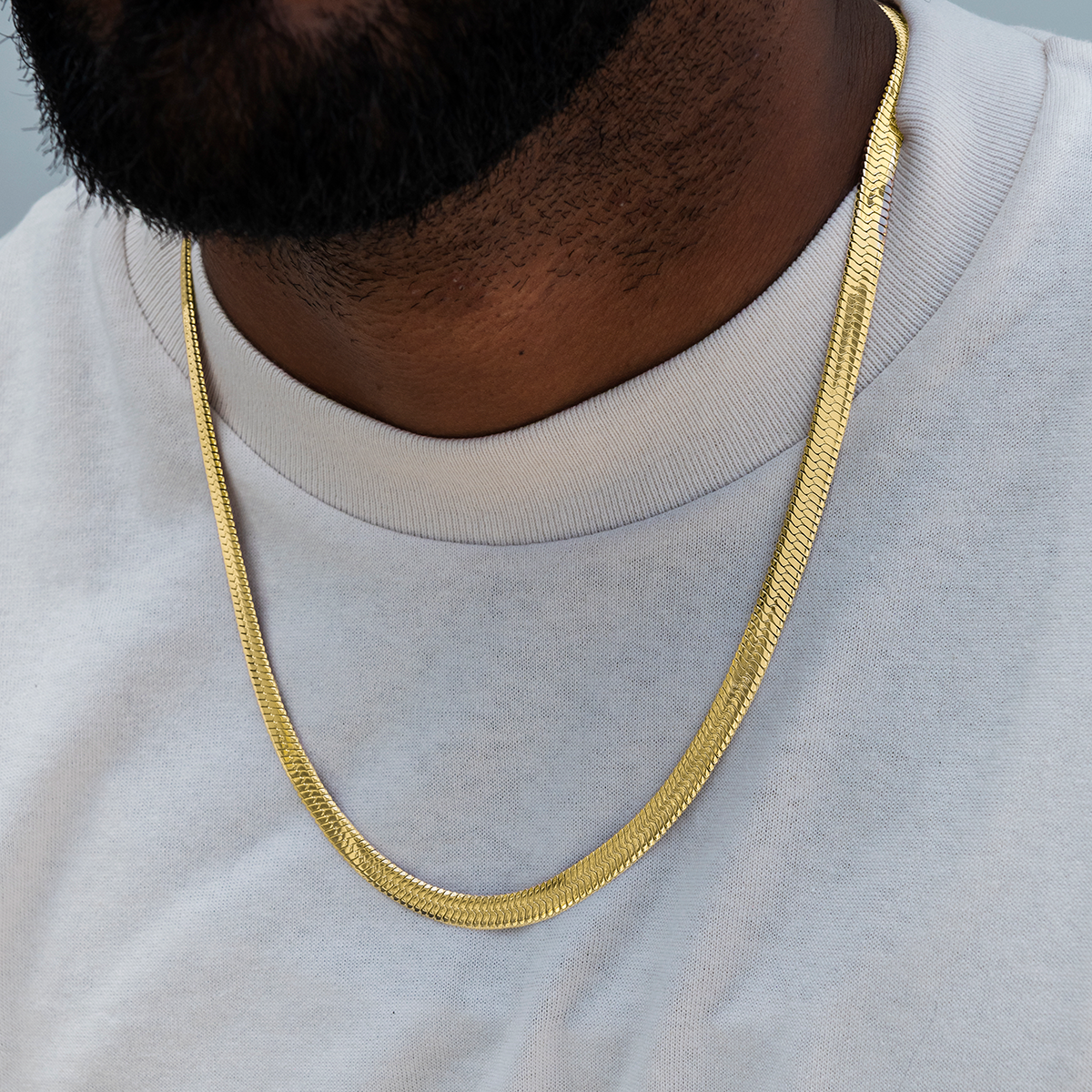 Herringbone Chain in Yellow Gold- 8mm
