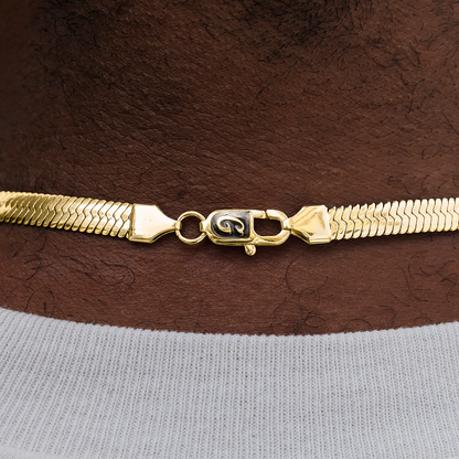 Herringbone Chain in Yellow Gold- 8mm