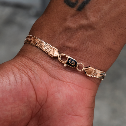 Herringbone Bracelet in Rose Gold - 6mm