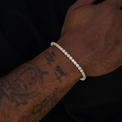 Iced Mini Clustered Tennis Bracelet in Yellow Gold