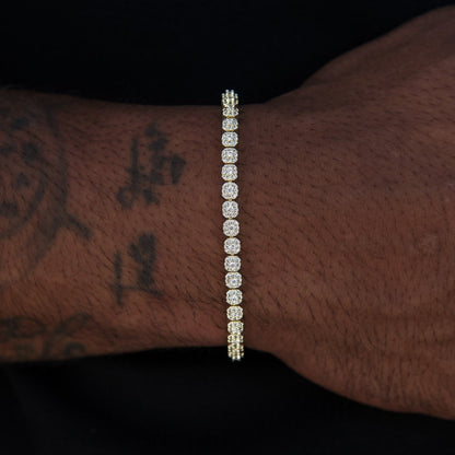 Iced Mini Clustered Tennis Bracelet in Yellow Gold