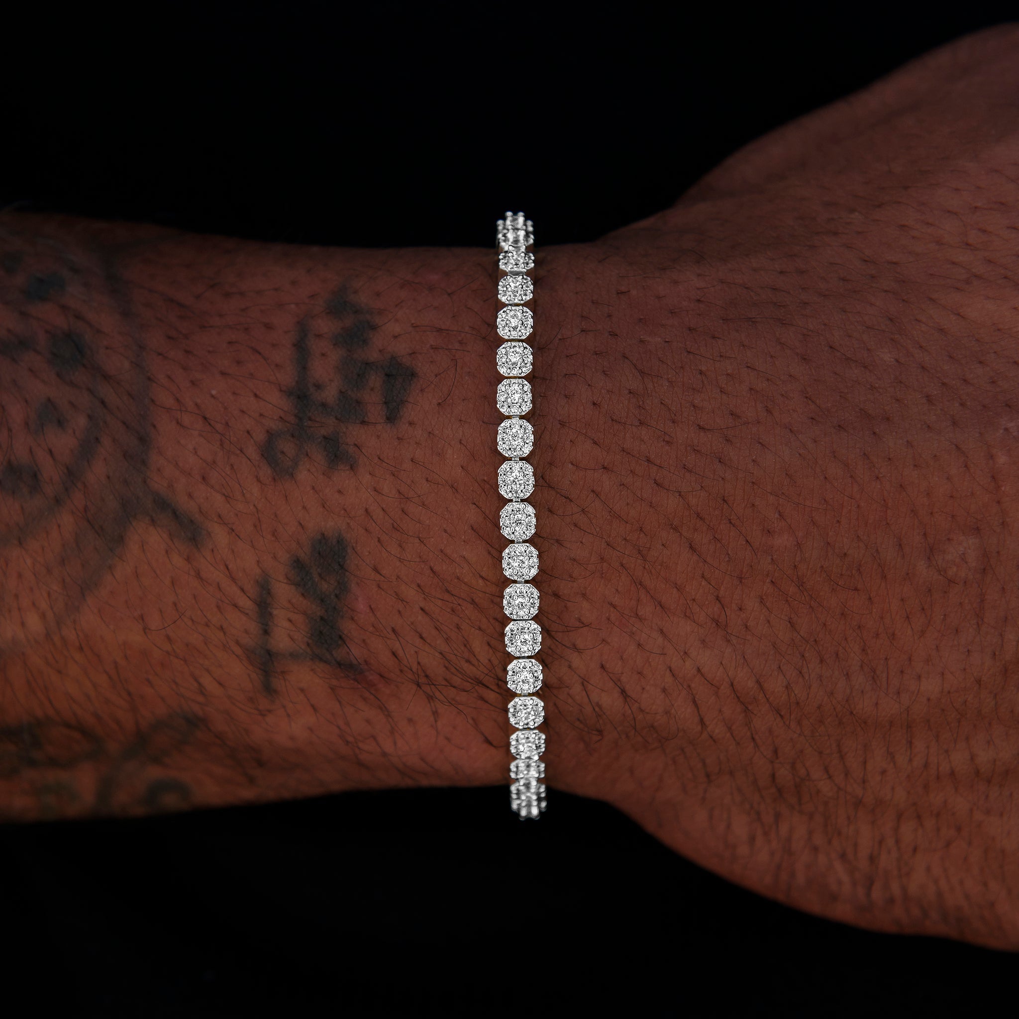 Iced Mini Clustered Tennis Bracelet in White Gold