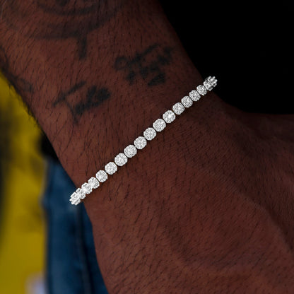 Iced Mini Clustered Tennis Bracelet in White Gold