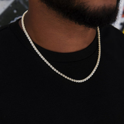 Iced Mini Clustered Tennis Chain in Yellow Gold