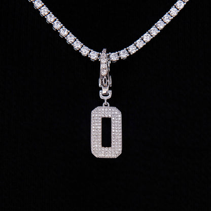 Micro Pave Number Clip On Pendants in White Gold