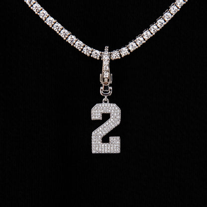 Micro Pave Number Clip On Pendants in White Gold