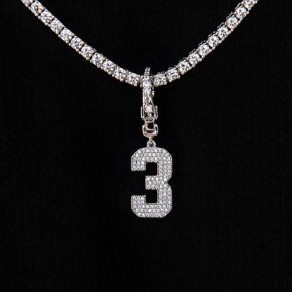 Micro Pave Number Clip On Pendants in White Gold
