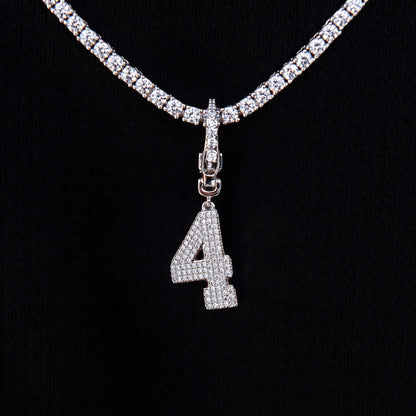 Micro Pave Number Clip On Pendants in White Gold