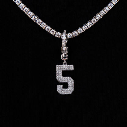 Micro Pave Number Clip On Pendants in White Gold