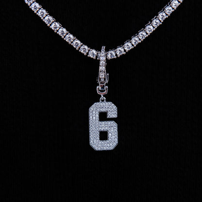 Micro Pave Number Clip On Pendants in White Gold