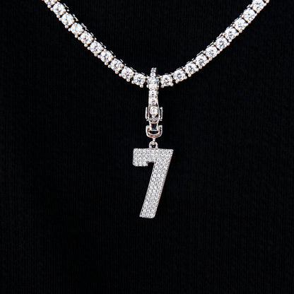 Micro Pave Number Clip On Pendants in White Gold