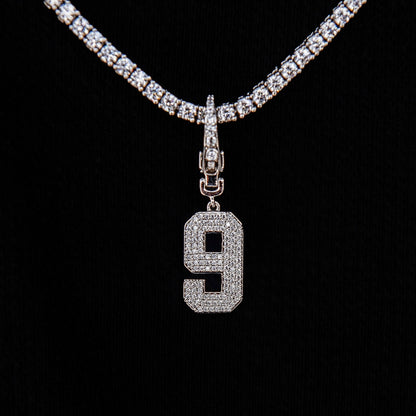 Micro Pave Number Clip On Pendants in White Gold