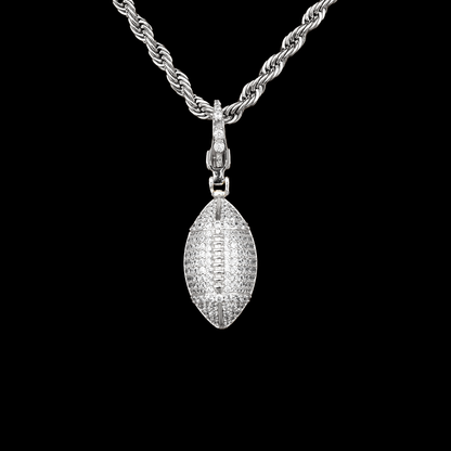 Football Clip On Pendant in White Gold