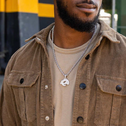 Los Angeles Rams Official NFL Micro Logo Pendant - White Gold