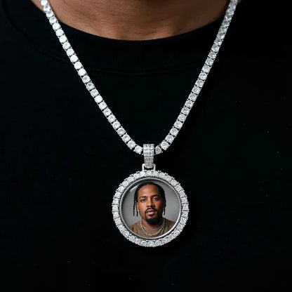 3D SPINNING 2-FACED CUSTOM PICTURE ROUND  PENDANT - 42mm