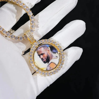 3D SPINNING 2-FACED CUSTOM PICTURE ROUND  PENDANT - 42mm