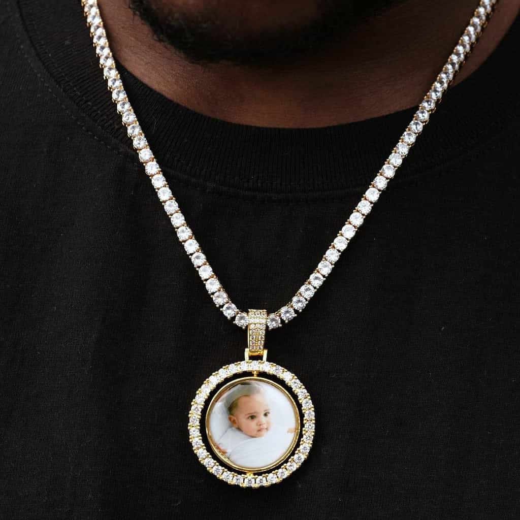 3D SPINNING 2-FACED CUSTOM PICTURE ROUND  PENDANT - 42mm