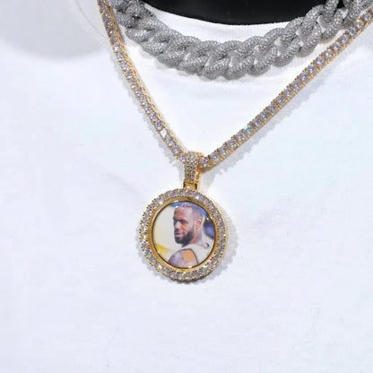 3D SPINNING 2-FACED CUSTOM PICTURE ROUND  PENDANT - 42mm