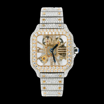 42mm Full Iced Square Skeleton White Gold Two-Tone Era®316 Watch