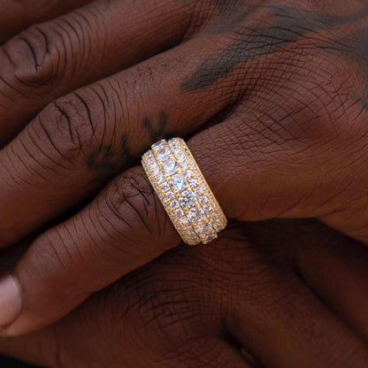 Men's 5 Layer Moissanite Diamond Band Ring in Yellow Gold Vermeil