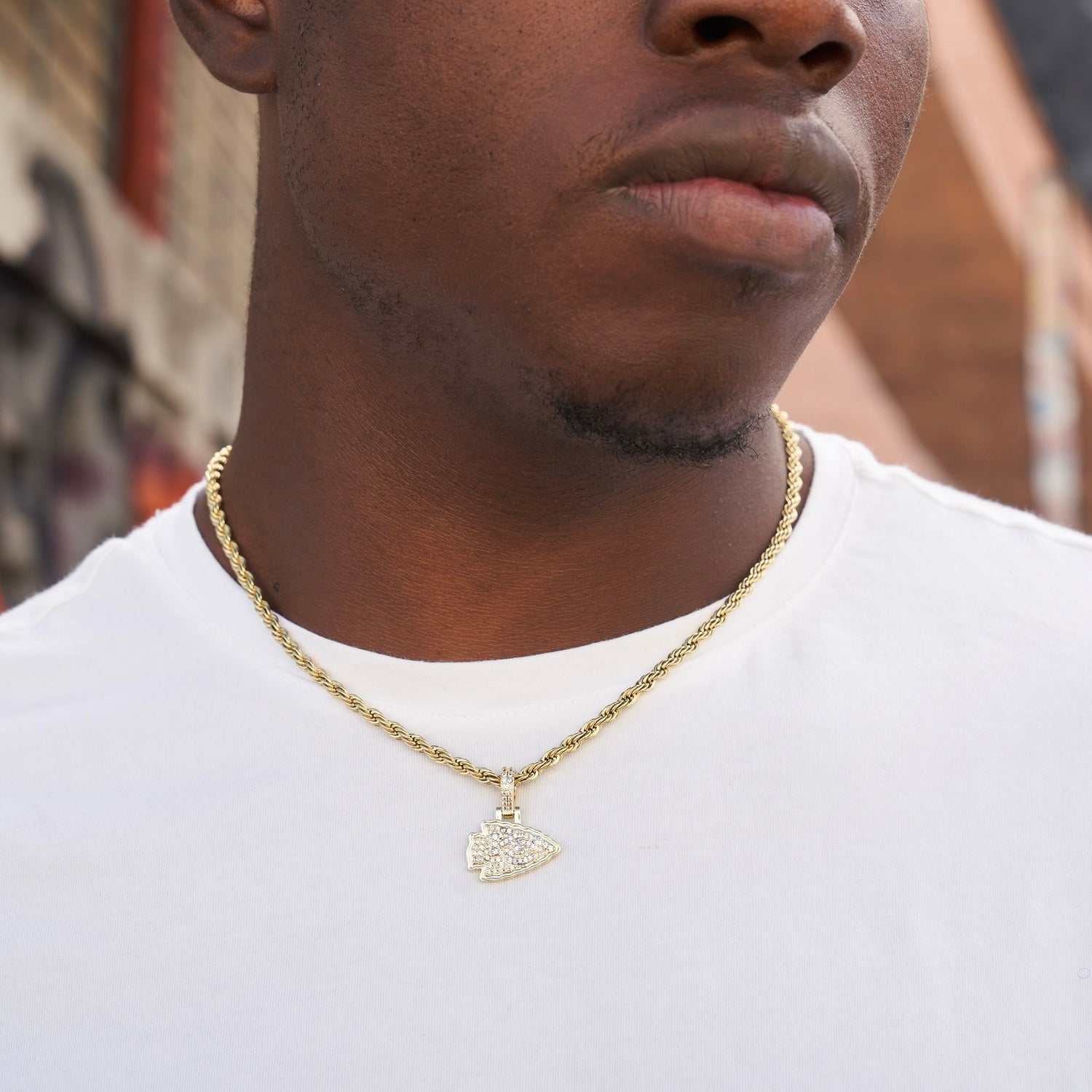 Kansas City Chiefs Official NFL Micro Logo Pendant - Yellow Gold