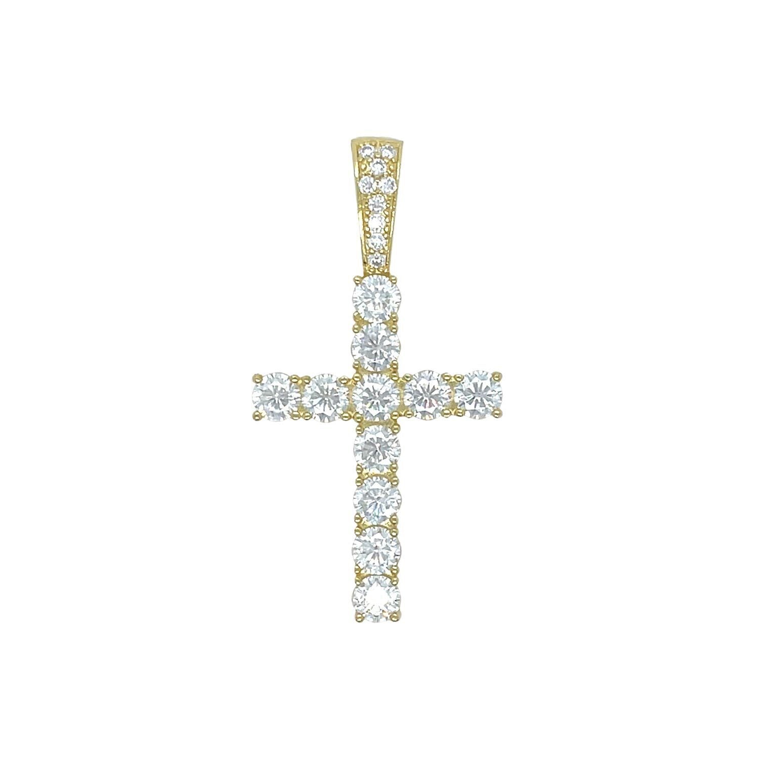 Men's Moissanite Diamond Cross Pendant in Yellow Gold Vermeil