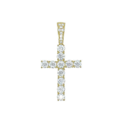 Men's Moissanite Diamond Cross Pendant in Yellow Gold Vermeil