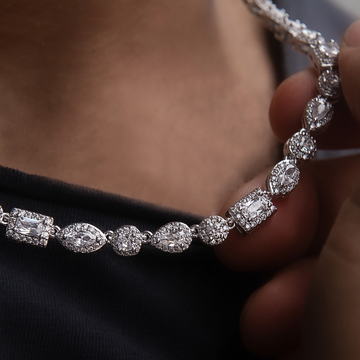 Mixed Diamond Pave Chain in White Gold