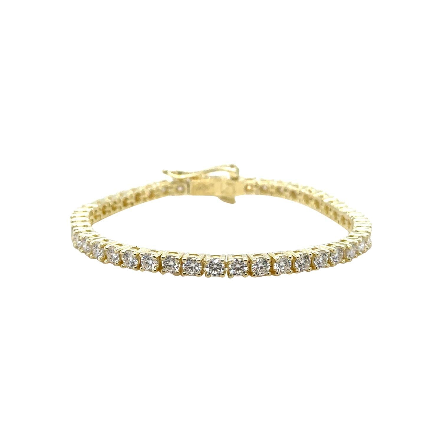 Men's Moissanite Diamond Tennis Bracelet in Yellow Gold Vermeil- 3mm