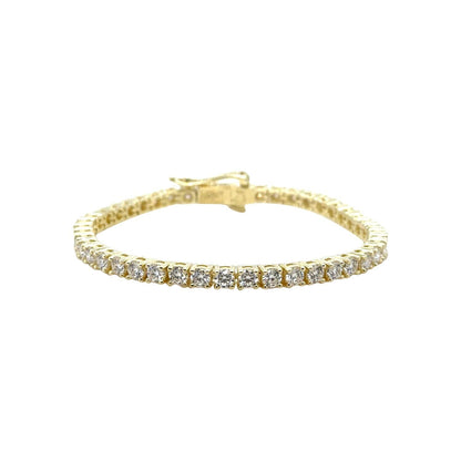Men's Moissanite Diamond Tennis Bracelet in Yellow Gold Vermeil- 3mm