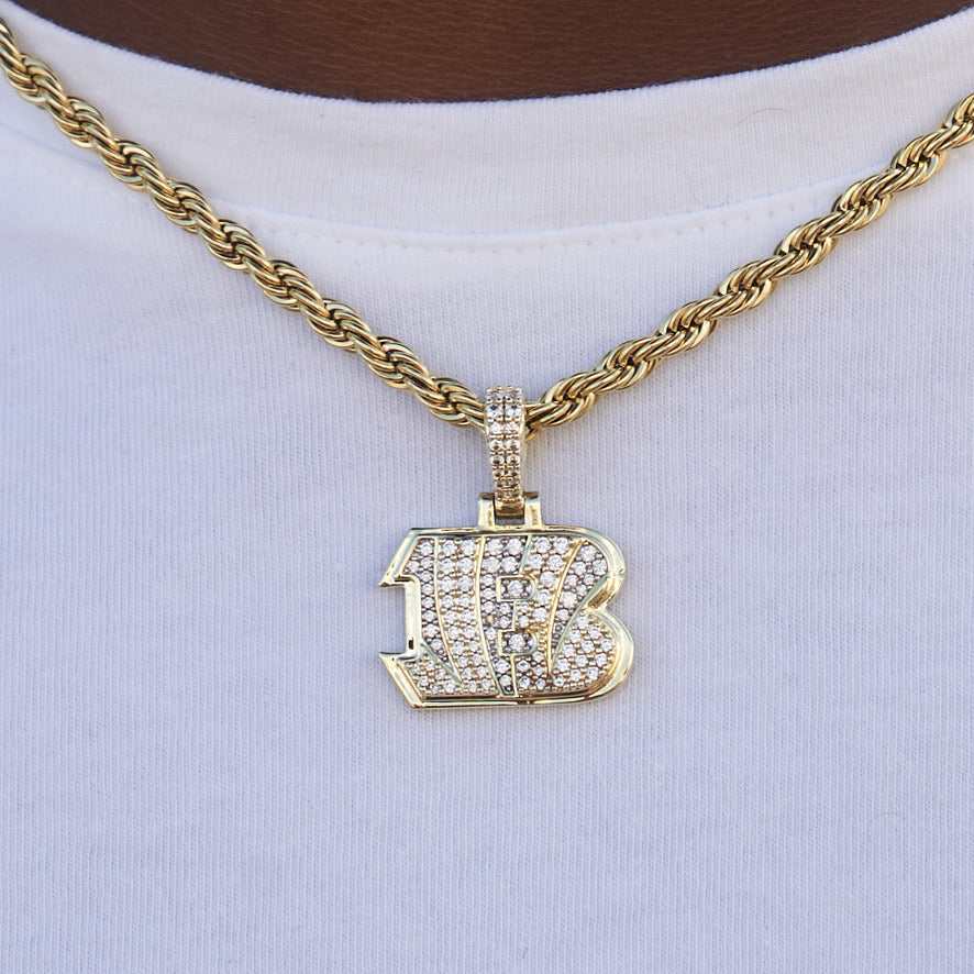 Cincinnati Bengals Official NFL Micro Logo Pendant - Yellow Gold