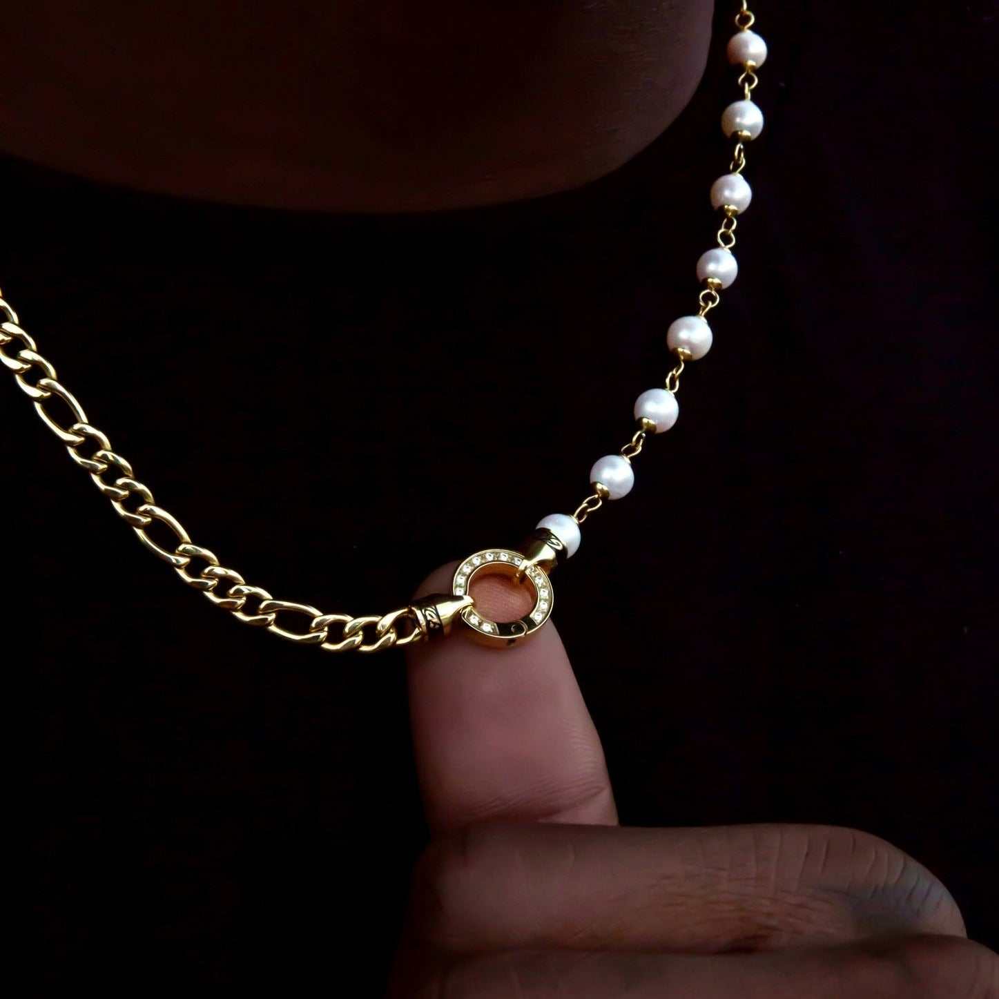 Figaro Link + Pearl Chain