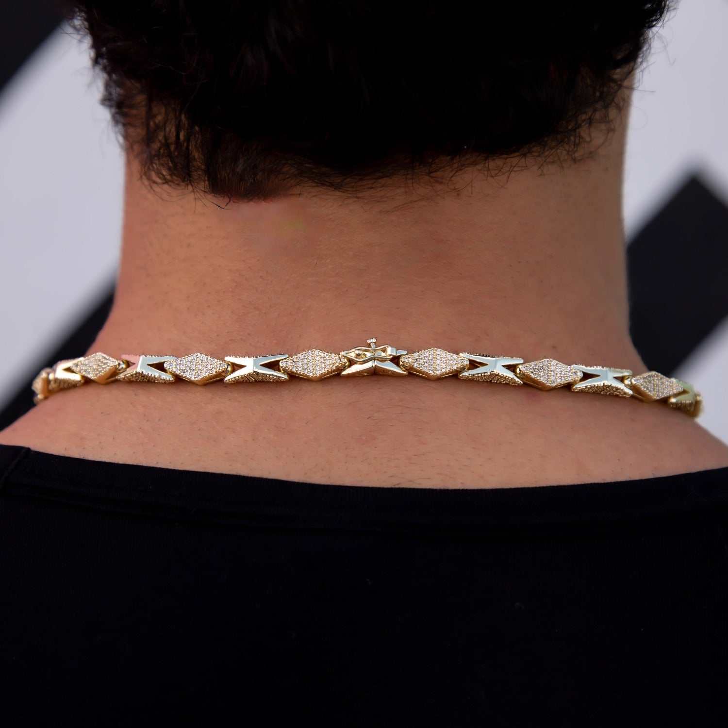 Iced Triangle Chain in Yellow Gold