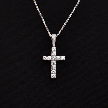 Micro Diamond Cross Pendant in White Gold