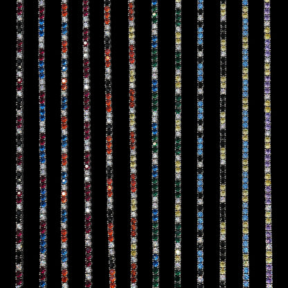 3MM Diamond Colored Tennis Chains in White Gold- All Colors