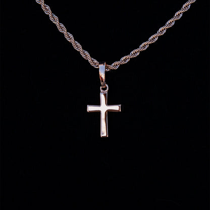 Micro Simple Cross Pendant in Rose Gold