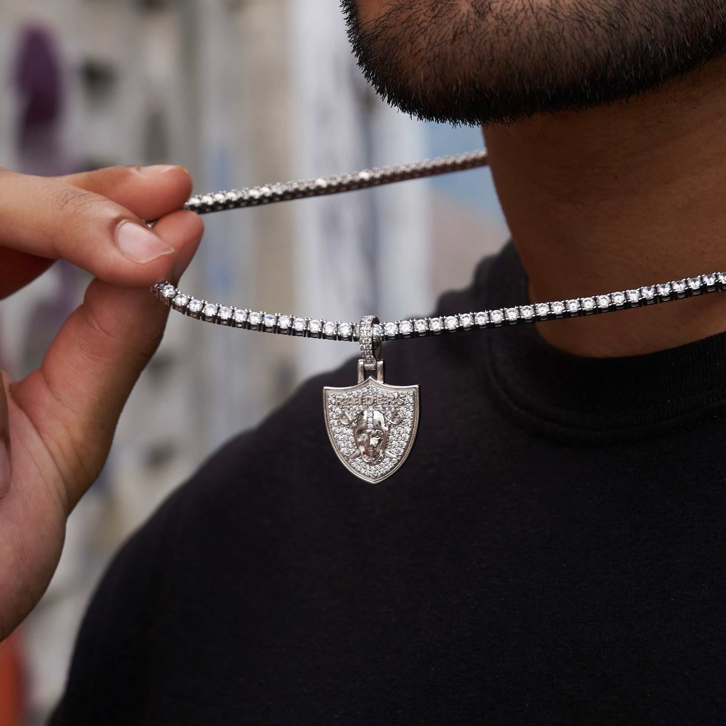 Las Vegas Raiders Official NFL Micro Logo Pendant - White Gold