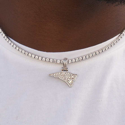 New England Patriots Official NFL Micro Logo Pendant - White Gold