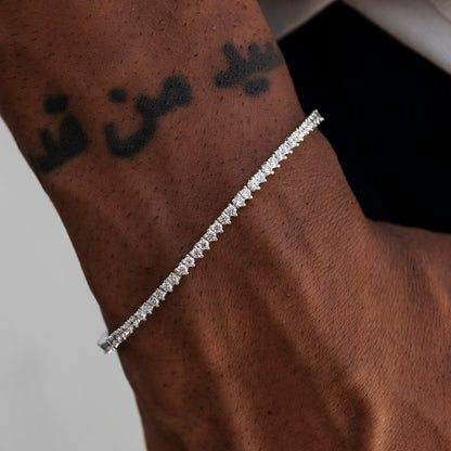 3 Prong Tennis Bracelet in White Gold -2mm