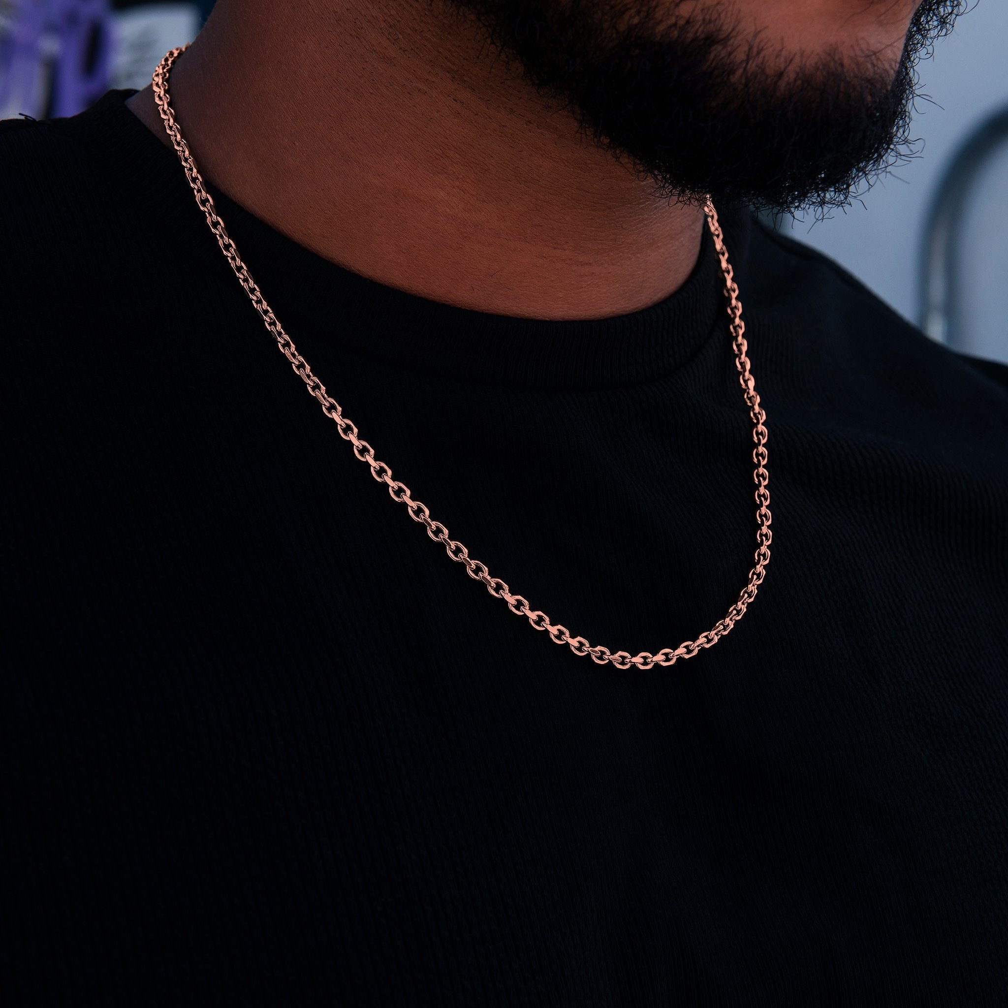 3.6MM Open Box Chain in Rose Gold
