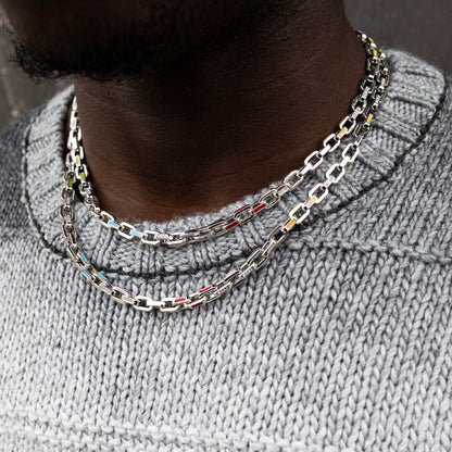 Enamel Box Chain - White Gold
